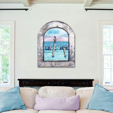 Ocean Paradise Pelican Wooden Wall Art by G. DeBrekht - Coastal Sea-Life Decor - 8491004W-4