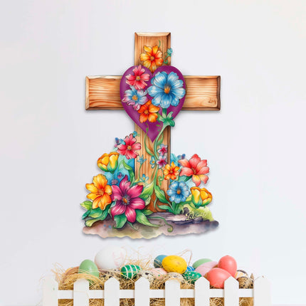 Easter Floral Cross Holiday Door Decor by G. Debrekht - Easter Spring Decor - 8688166H-2
