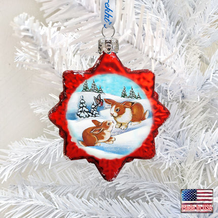 Santa Rabbits Mercury Glass Ornament by G. DeBrekht - Wildlife Holiday Decor - 771019-1