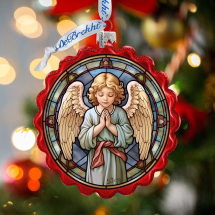 Little Angel Wreath Glass Ornament by G. Debrekht - Nativity Holiday Décor - 759-055-2