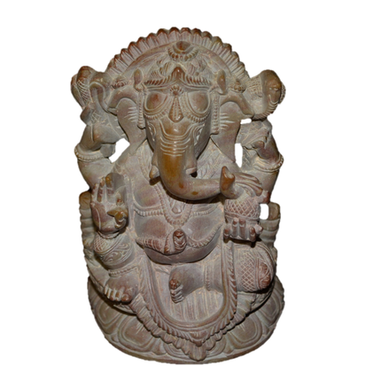 Handcrafted Sculpture Soapstone Elephant Head God Ganesha - Small-0