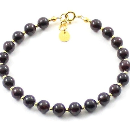 Garnet Burgundy Bracelet With Silver Beads-0