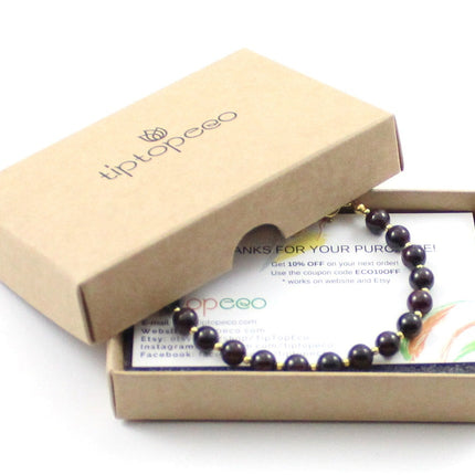 Garnet Burgundy Bracelet With Silver Beads-1