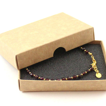 Garnet Minimalist Faceted Burgundy Anklet With Sterling Silver-1