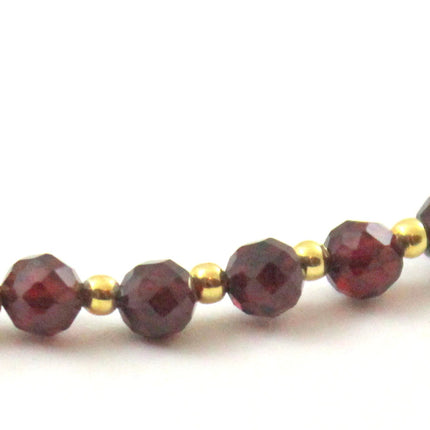 Garnet Minimalist Faceted Burgundy Anklet With Sterling Silver-2