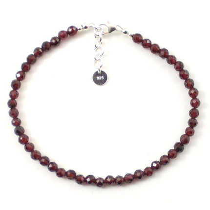 Garnet Minimalist Faceted Burgundy Anklet With Sterling Silver-5