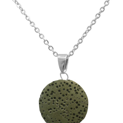 Green Lava Stone Essential Oil Necklace-0