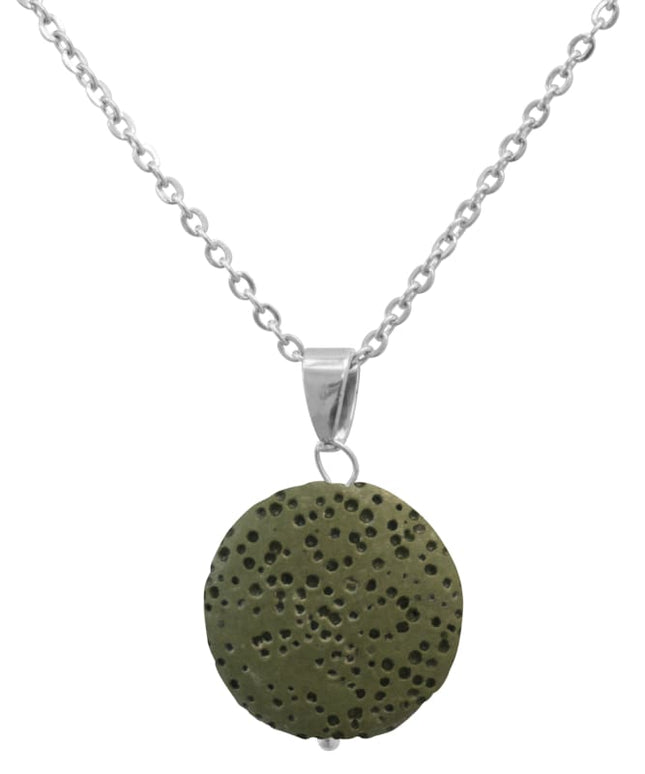 Green Lava Stone Essential Oil Necklace-0