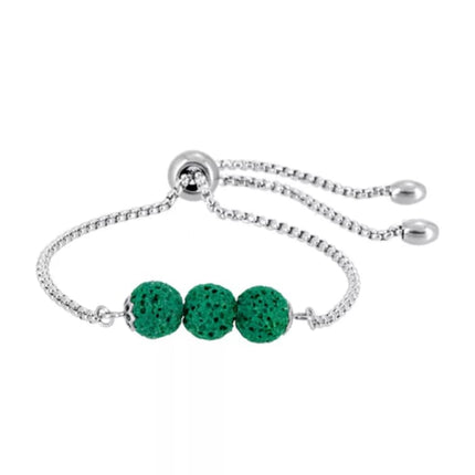 Green Triple Lava Stone Charm Bracelet-0