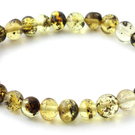 Amber Green Light Baltic Stretch Bracelet for Adults-3