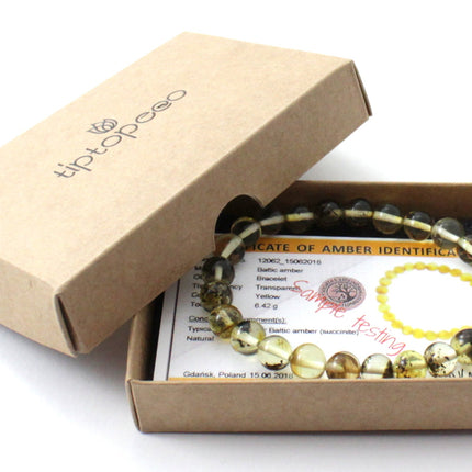 Amber Green Light Baltic Stretch Bracelet for Adults-1