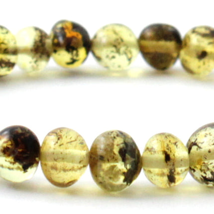 Amber Green Light Baltic Stretch Bracelet for Adults-2