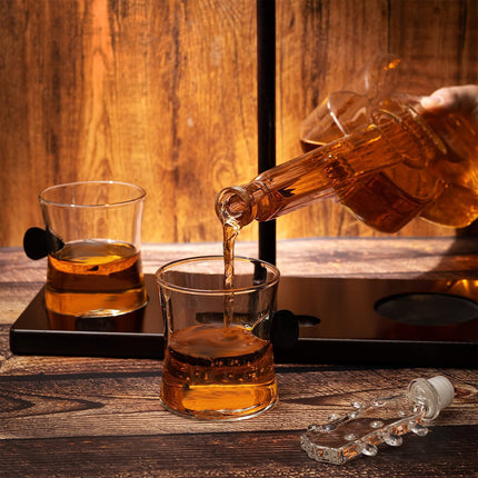 Guitar Whiskey & Wine Decanter & Mahogany Base - The Wine Savant 1000 ML Glass Decanter with 2 10oz Glasses 14" For Whiskey Music Lover & Guitar Player Gifts Musician Music Lovers-3