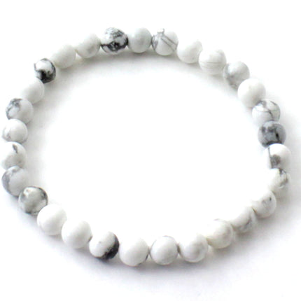 Stretch Bracelet With Howlite White Gemstones-0