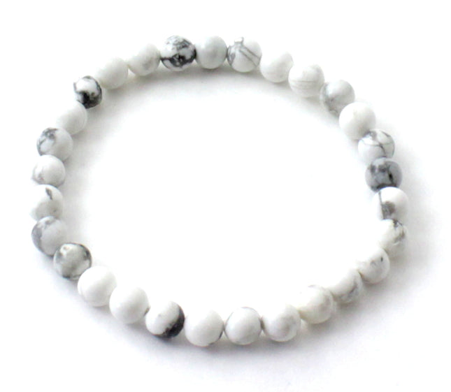 Stretch Bracelet With Howlite White Gemstones-0