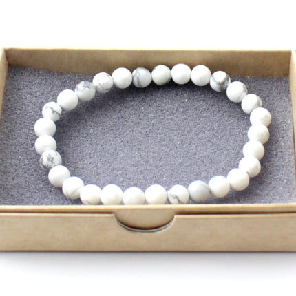 Stretch Bracelet With Howlite White Gemstones-1