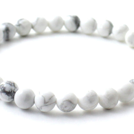 Stretch Bracelet With Howlite White Gemstones-3