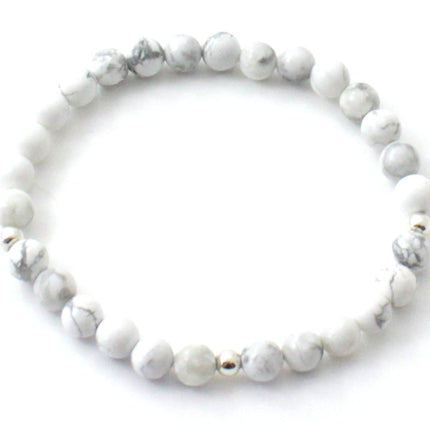 Stretch Bracelet With Howlite White Gemstones-4