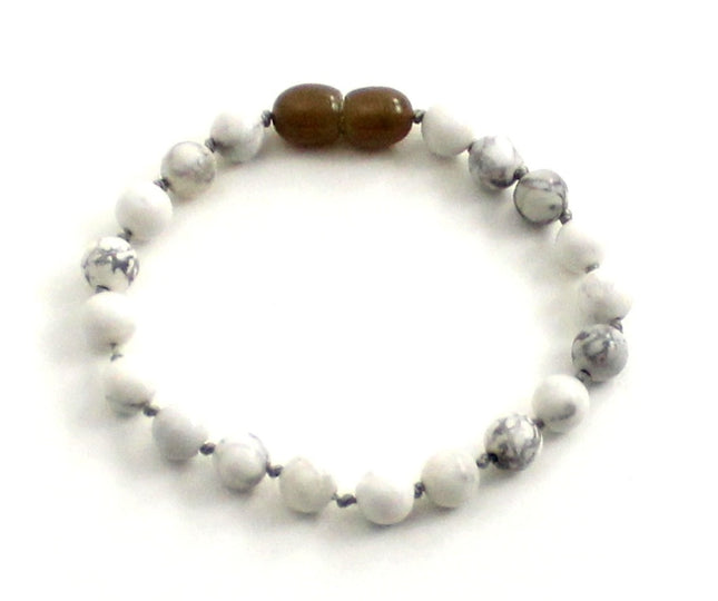 Howlite Gemstone Knotted White Anklet Bracelet-0