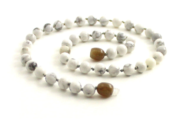 Howlite Gemstone Knotted White Necklace-0
