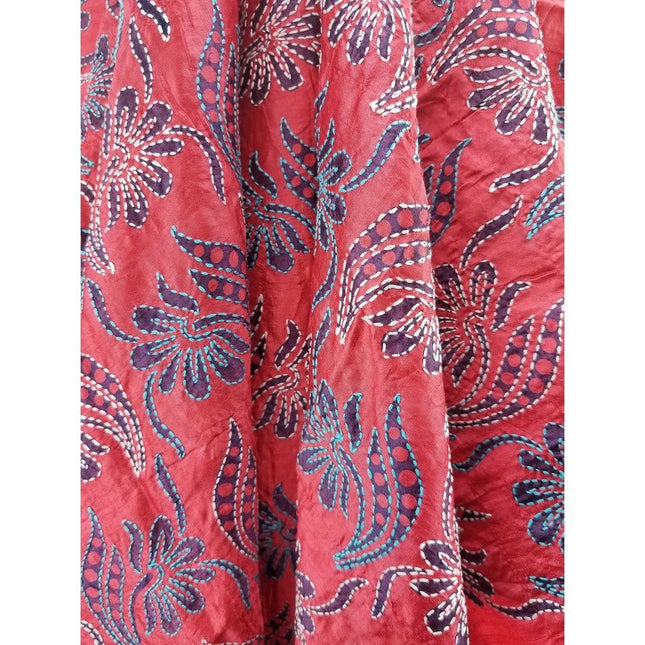 Embroidered Floral Silk Shawl-2