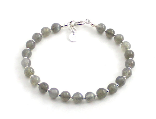 Labradorite Gray Bracelet With Silver Beads-0