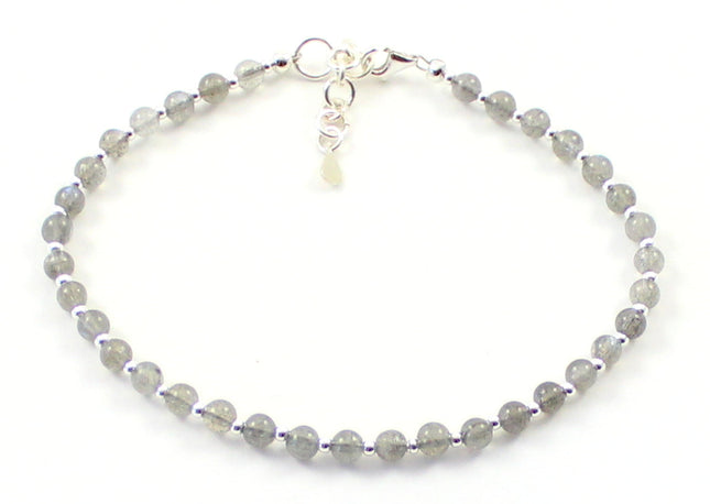 Labradorite Minimalist Anklet With Silver-0
