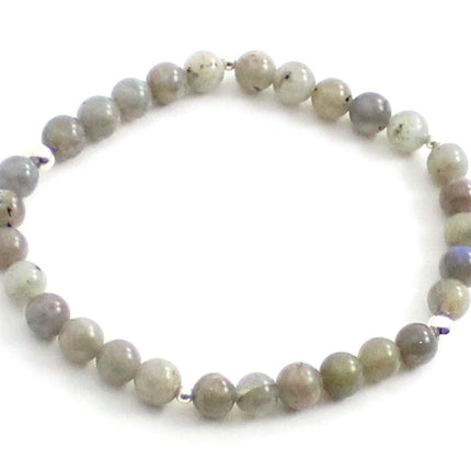 Stretch Bracelet With Sterling Silver and Gray Labradorite-0