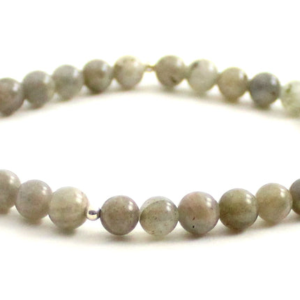 Stretch Bracelet With Sterling Silver and Gray Labradorite-3