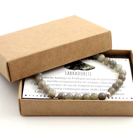 Stretch Bracelet With Sterling Silver and Gray Labradorite-1