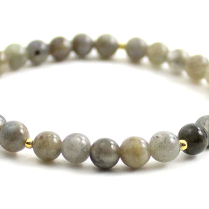 Stretch Bracelet With Sterling Silver and Gray Labradorite-4