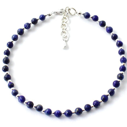 Lapis Lazuli Minimalist Anklet With Silver-0