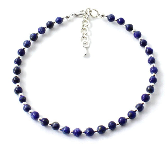 Lapis Lazuli Minimalist Anklet With Silver-0