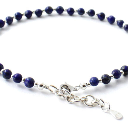 Lapis Lazuli Minimalist Anklet With Silver-2