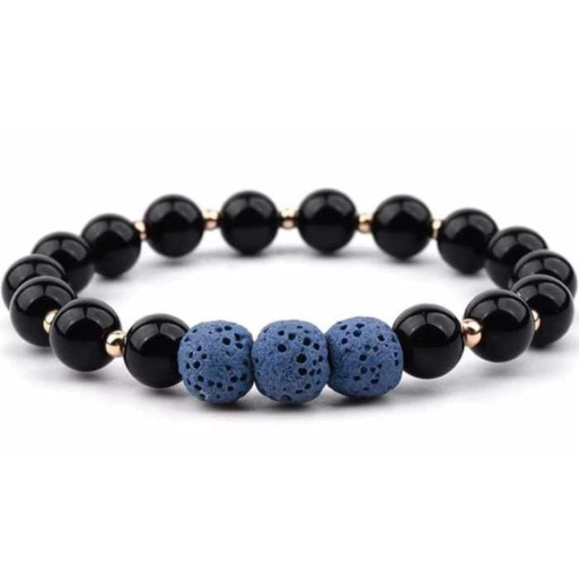 Lava Stone Bracelet - Black Dark Blue-0