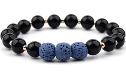 Lava Stone Bracelet - Black Dark Blue-1