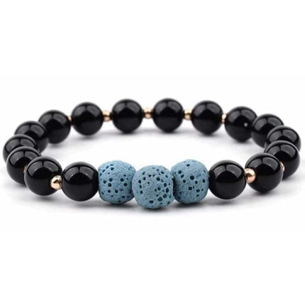 Lava Stone Bracelet - Black Light Blue-0