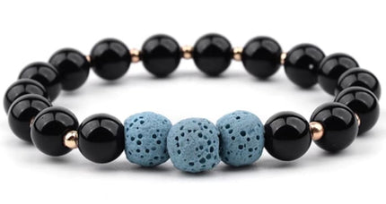 Lava Stone Bracelet - Black Light Blue-1
