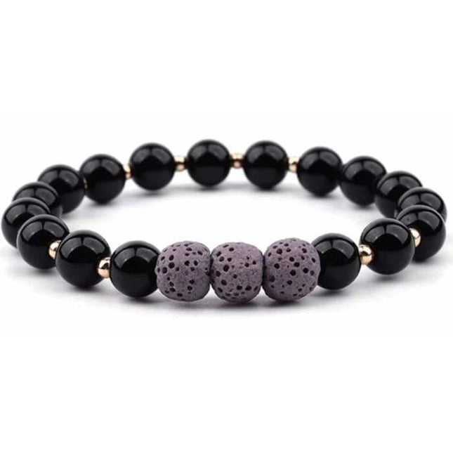 Lava Stone Bracelet - Black Purple-0