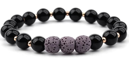 Lava Stone Bracelet - Black Purple-1
