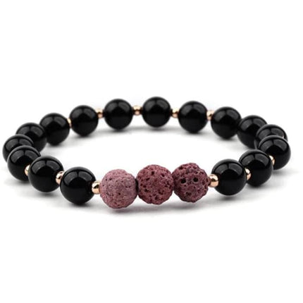 Lava Stone Bracelet - Black Red-0