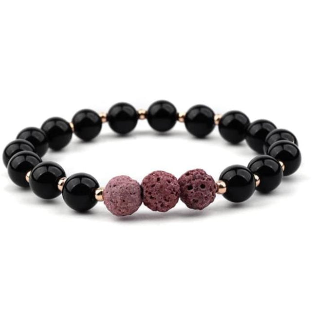 Lava Stone Bracelet - Black Red-0