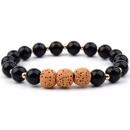 Lava Stone Bracelet - Black Yellow-0