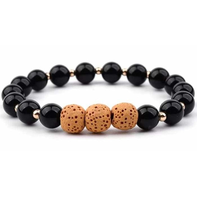 Lava Stone Bracelet - Black Yellow-0