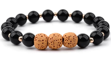 Lava Stone Bracelet - Black Yellow-1
