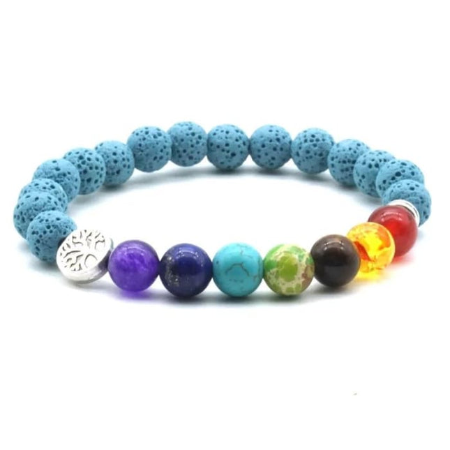 Lava Stone Chakra Blue Bracelet-0