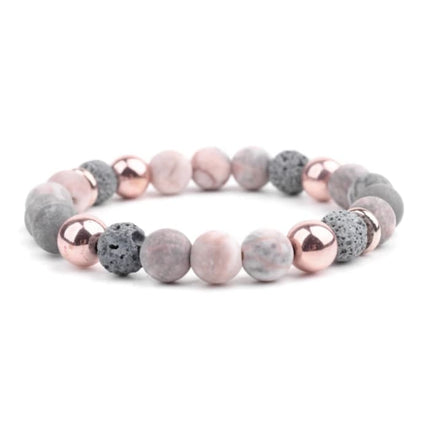 Lava Stone Essential Oil Bracelet - Agate Rose Gold-0