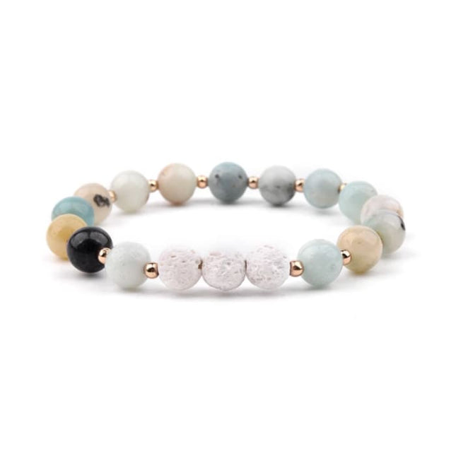 Lava Stone Essential Oil Bracelet - Amazonite and White 3-0