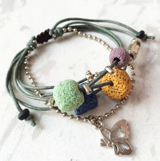 Lava Stone Essential Oil Bracelet - Green Lava Charms-0