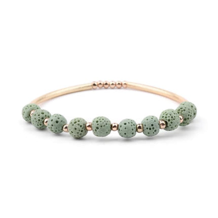 Lava Stone Essential Oil Bracelet - Light Green Lava Stone and Gold-0